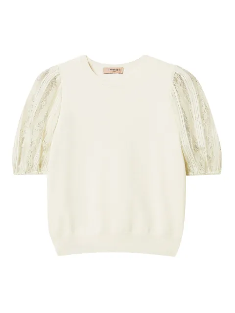 TWINSET lace-sleeve top Neutrals 261TP3431