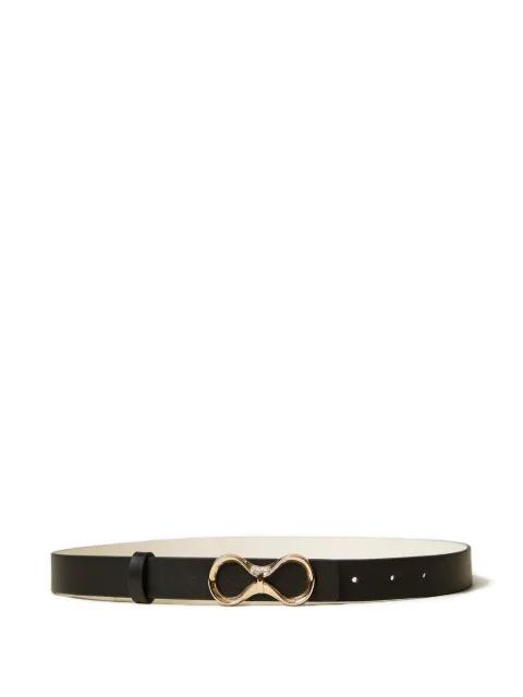 TWINSET reversible leather belt with logo Black 261TA4440