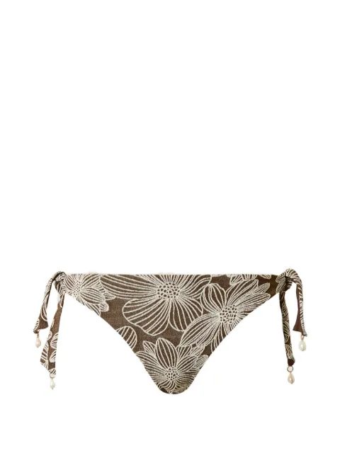 TWINSET jacquard bikini thong with pearls Brown 261LMMB89