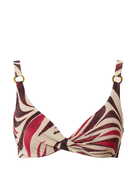TWINSET underwired bikini top with lurex and print Neutrals 261LBMF55
