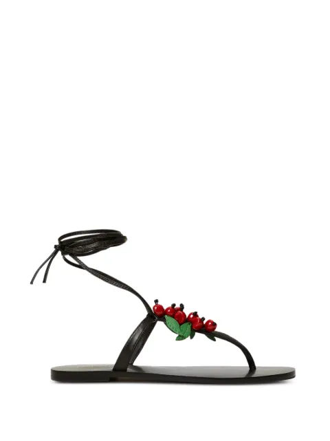 TWINSET leather thong sandals with cherries Black 261TGT100