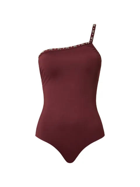 TWINSET one-shoulder swimsuit with embroidery Red 261LBMC01