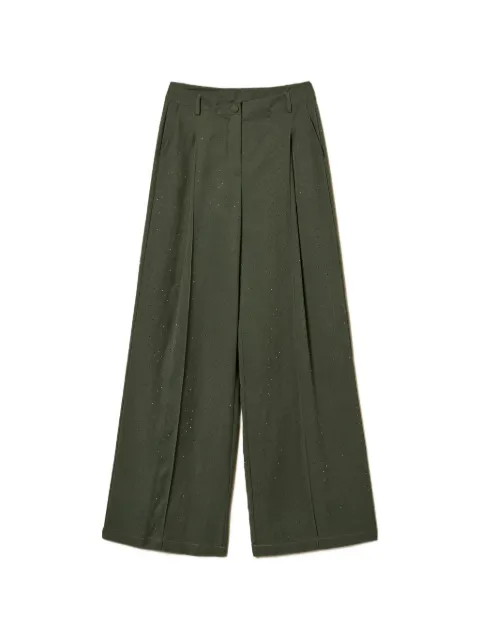 TWINSET twill trousers with studs Green 261LL2PDD