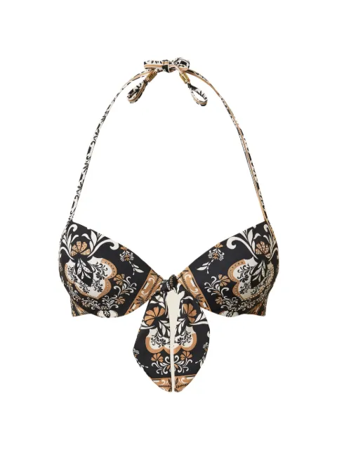 TWINSET push-up bikini top with print and rhinestones Black 261LBMQ44