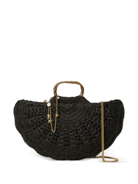 TWINSET crochet raffia shoulder bag Black 261TD8320
