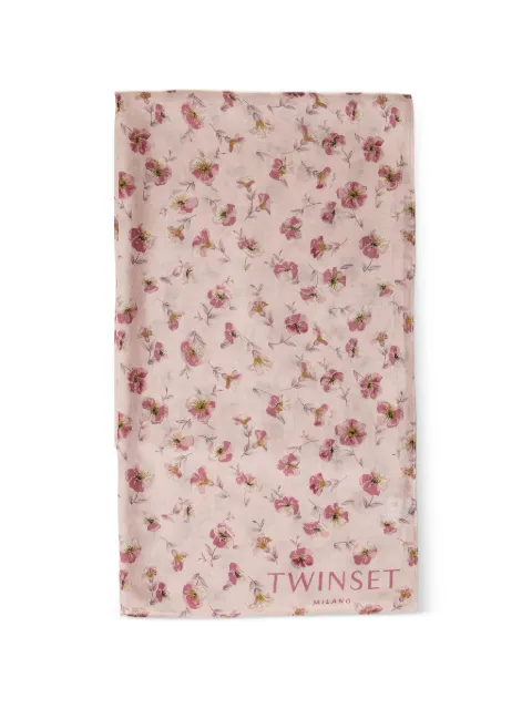TWINSET floral stole with logo Pink 261TA4450