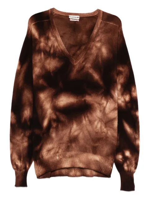 A.N.G.E.L.O. Vintage Upcycling V-neck tie-dye top Brown AU250ZF