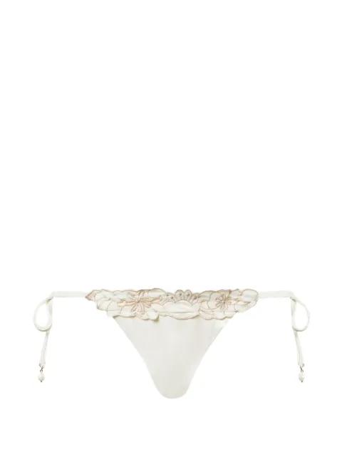 TWINSET brazilian bikini bottoms with floral embroidery Neutrals 261LMMA77