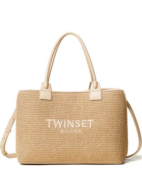 TWINSET raffia-effect shopper bag Neutrals 261TB7070