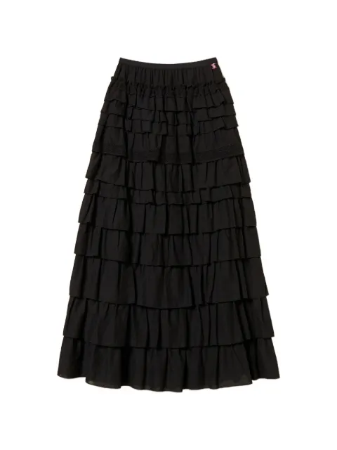 TWINSET long ruffled lace skirt Black 261AQ2050