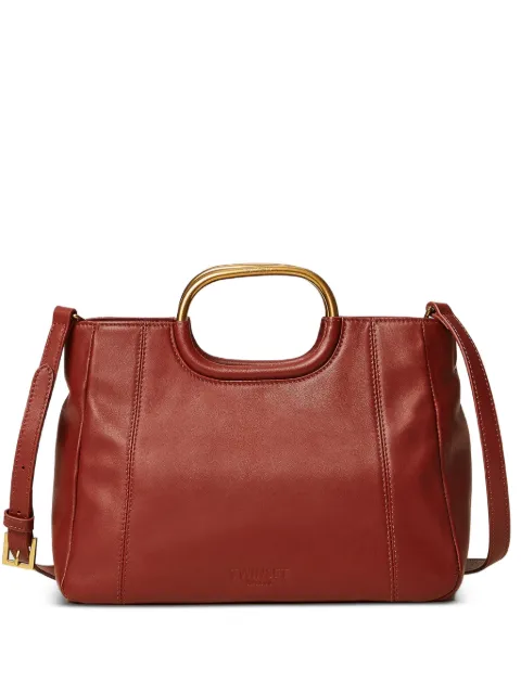 TWINSET leather shopper bag with metal handles Red 261TD8451