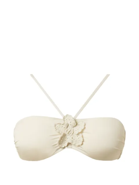 TWINSET bandeau bikini top with crochet brooch Neutrals 261LMME11