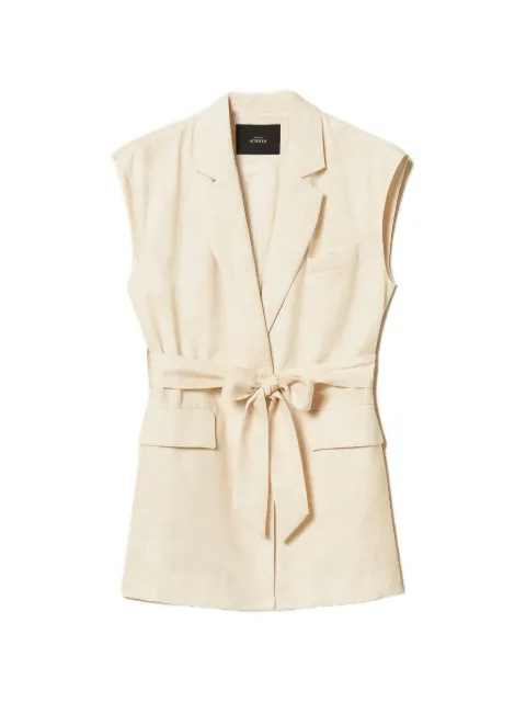 TWINSET sleeveless jacket with print and belt Neutrals 261AT2130
