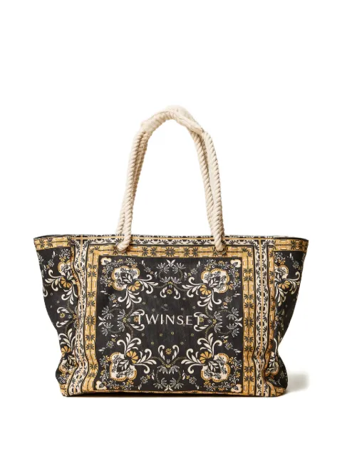 TWINSET canvas shopper bag with print Black 261LB7BJJ