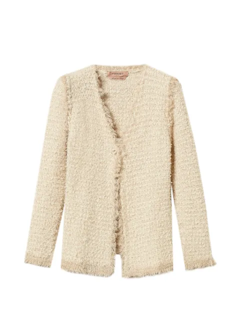 TWINSET jacquard knit jacket with lurex Neutrals 261TP3340