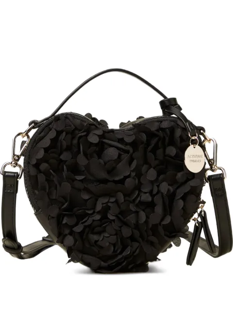 TWINSET heart-shaped shoulder bag with flowers Black 261AA7012