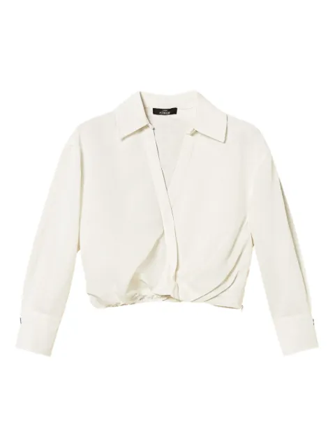 TWINSET linen blend crossover shirt White 261AP2325