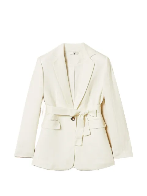 TWINSET linen blend blazer with belt White 261LL2NHH