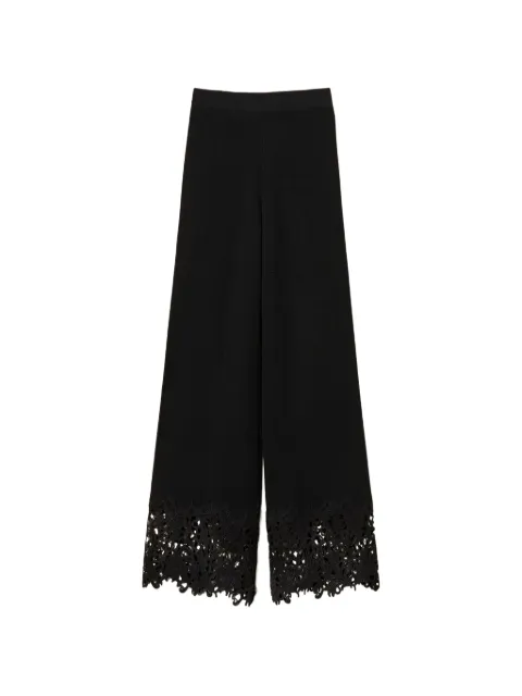 TWINSET lace-hem straight trousers Black 261LB3GBB