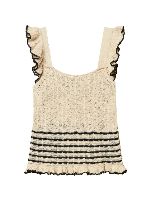 TWINSET striped jumper with ruffles Neutrals 261LB3HCC