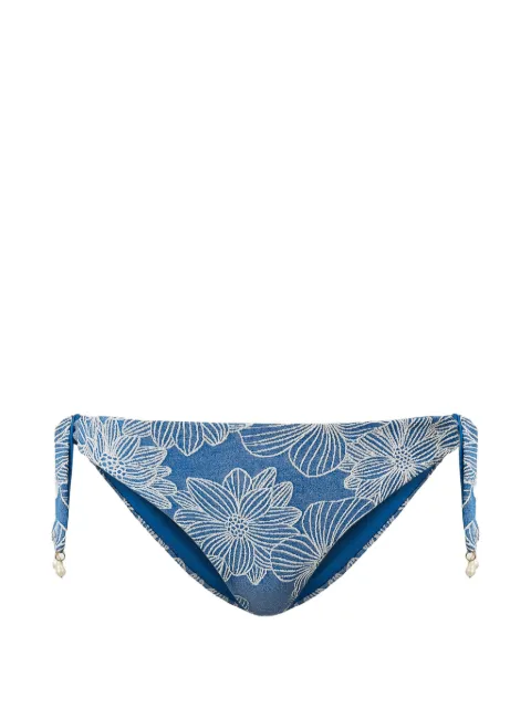 TWINSET jacquard bikini thong with pearls Blue 261LMMB89