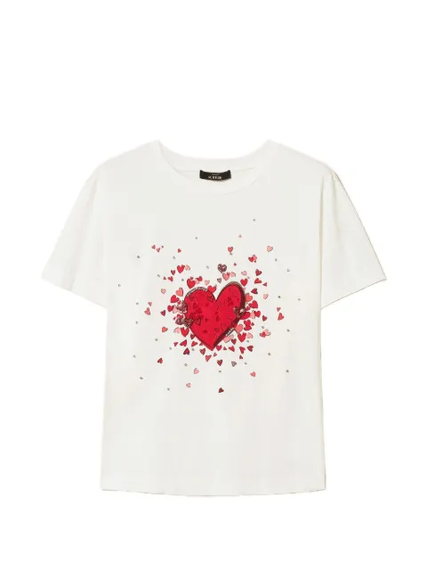 TWINSET T-shirt with print and rhinestones White 261AP2164