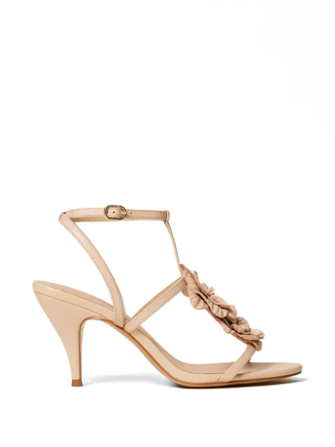TWINSET leather sandals with flower Neutrals 261TGT082