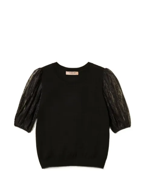 TWINSET short-sleeve jumper with lace Black 261TP3431