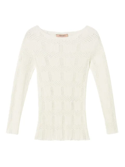 TWINSET ribbed jumper with check pattern White 261TP3401