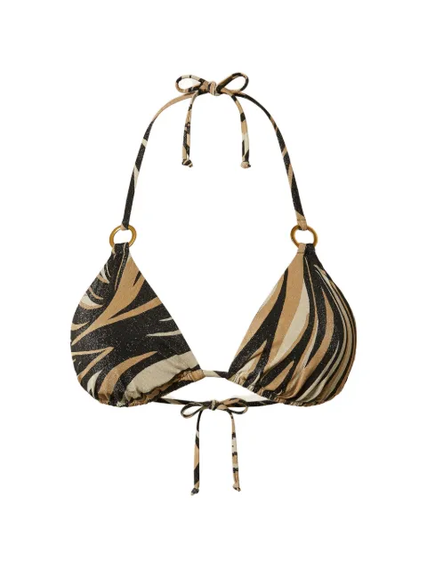 TWINSET triangle bikini top with lurex and print Black 261LBMF22