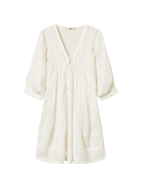 TWINSET short muslin dress with lace White 261LM2HEE