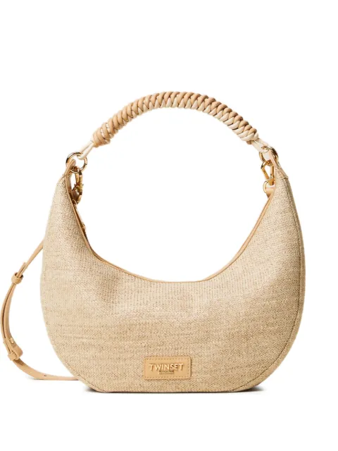TWINSET raffia-effect shoulder bag Neutrals 261TB7051