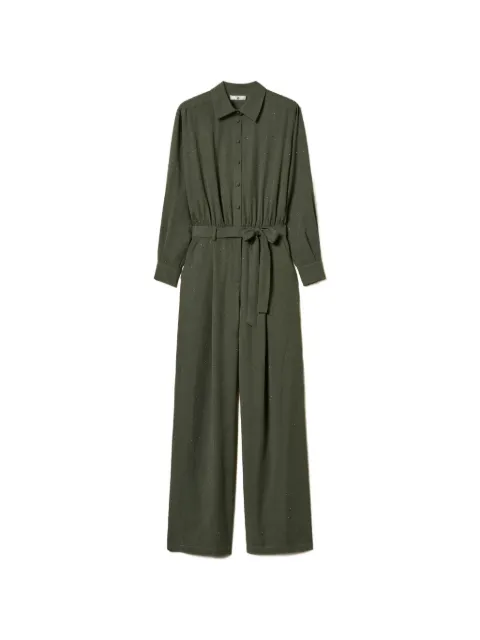 TWINSET twill jumpsuit with studs Green 261LL2PEE