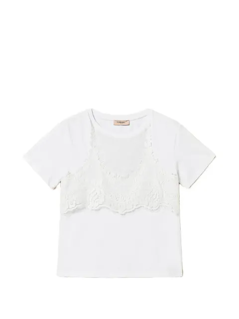 TWINSET Trompe L'Oeil T-shirt with lace White 261TT2490