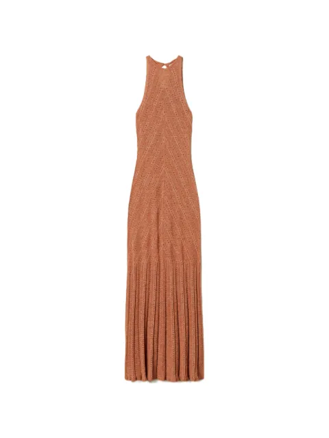 TWINSET long linen knit dress with lurex Pink 261TT3213