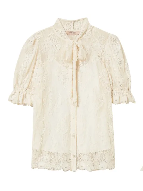 TWINSET lace bow-collar shirt White 261TP2625
