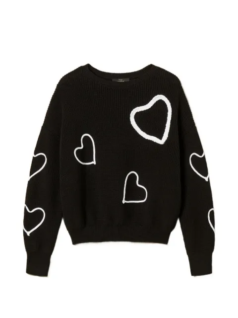 TWINSET jumper with embroidered hearts Black 261AP3130