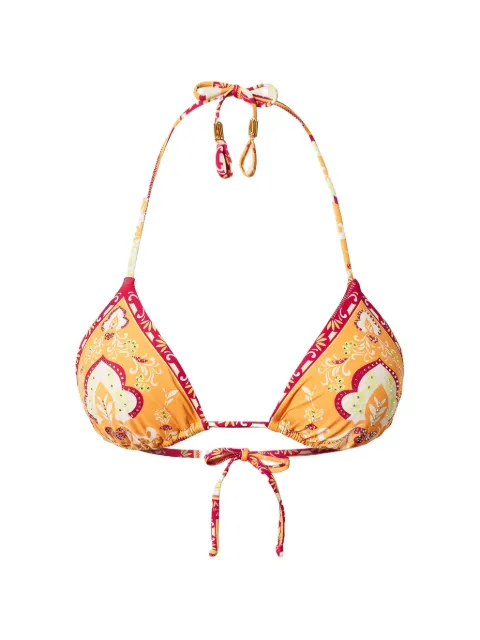 TWINSET triangle bikini top with print and rhinestones Orange 261LBMQ22