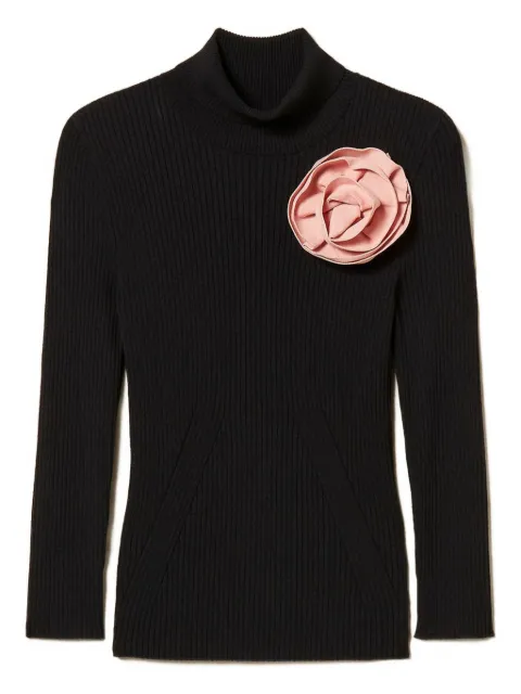 TWINSET turtle neck jumper with brooch Black 261AP3101