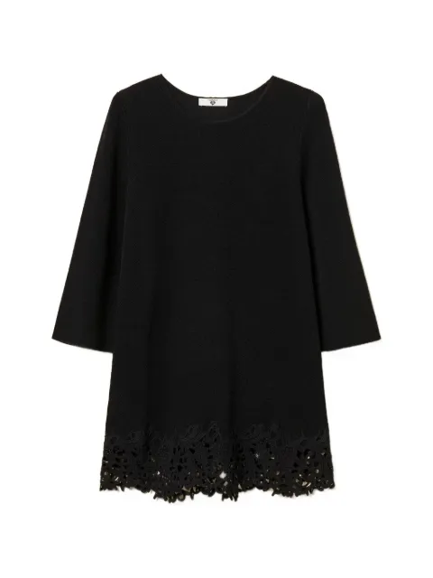 TWINSET lace-hem quarter-sleeve tunic Black 261LB3GAA