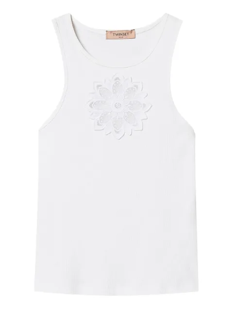TWINSET tank top with floral embroidery White 261TP2090