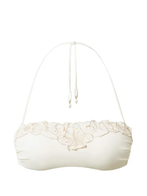 TWINSET bandeau bikini top with floral embroidery White 261LMMA11