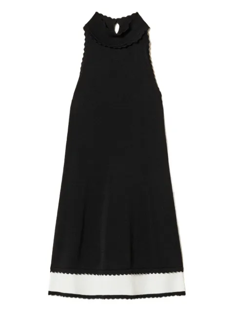 TWINSET scallop-trim two-tone midi dress Black 261TP3374