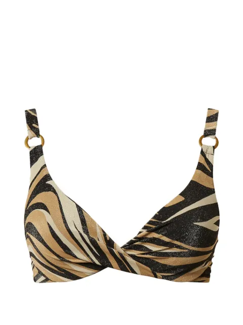 TWINSET underwired bikini top with lurex and print Black 261LBMF55