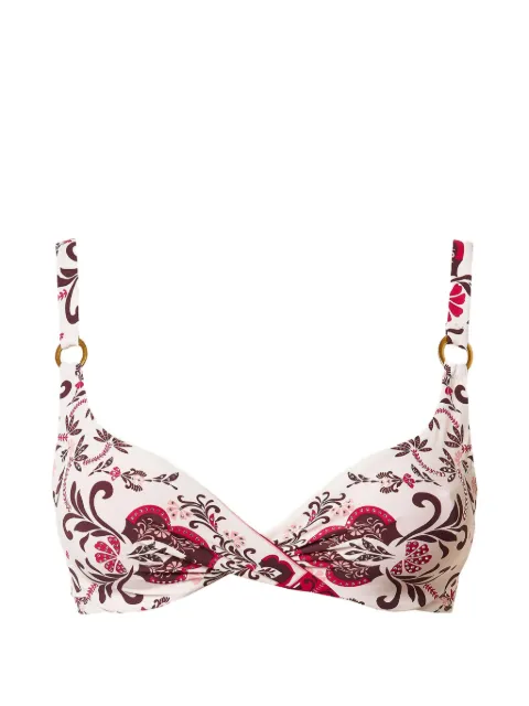TWINSET underwired bikini top with print and rhinestones Neutrals 261LBMQ55