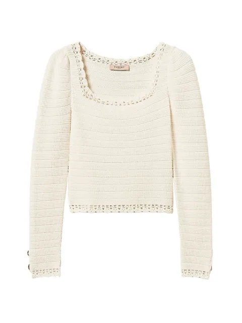 TWINSET jumper with crochet detail and buttons Neutrals 261TP3078