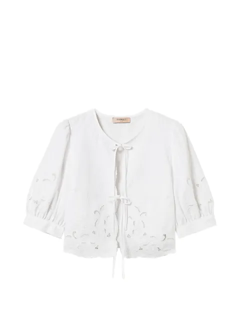 TWINSET linen and broderie anglaise shirt White 261TT2120