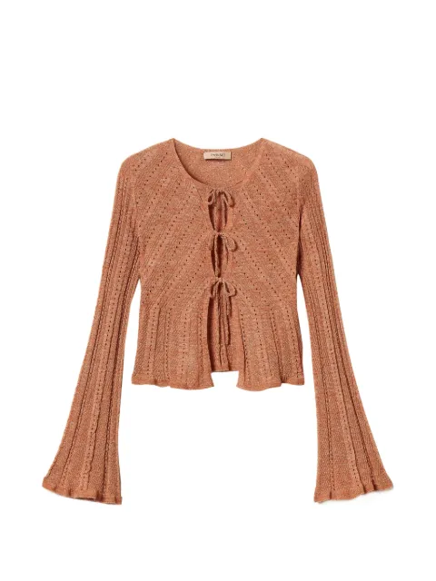 TWINSET linen knit cardigan with lurex Orange 261TT3214