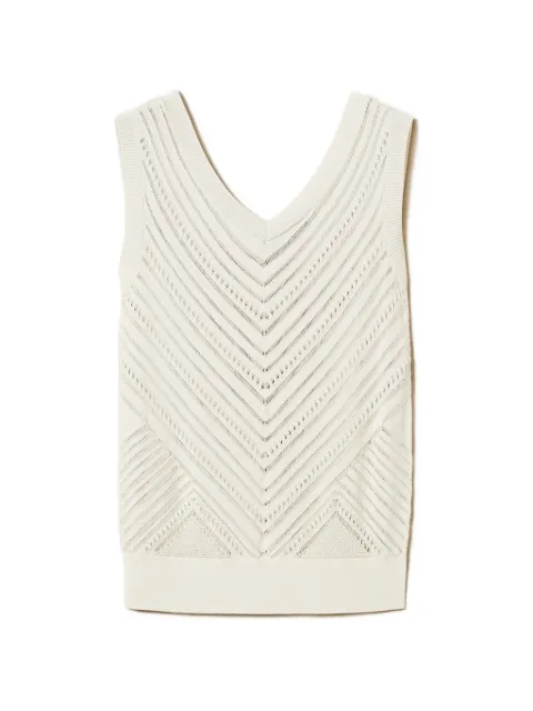 TWINSET chevron openwork knit top White 261AT3041