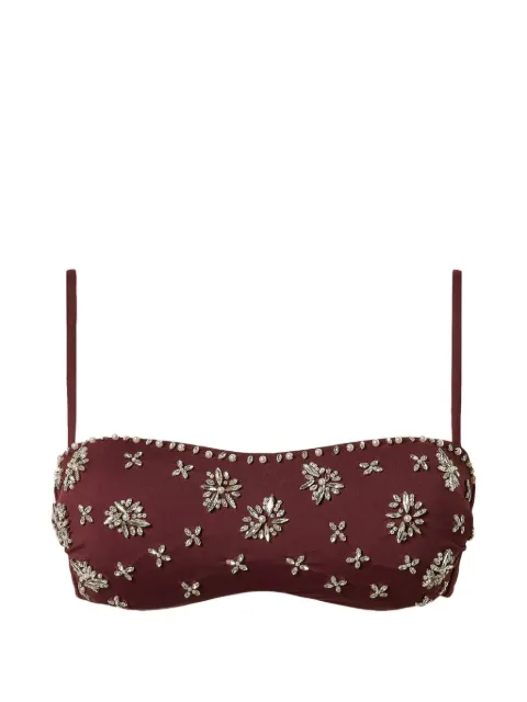 TWINSET bandeau bikini top with embroidery Purple 261LBMC11